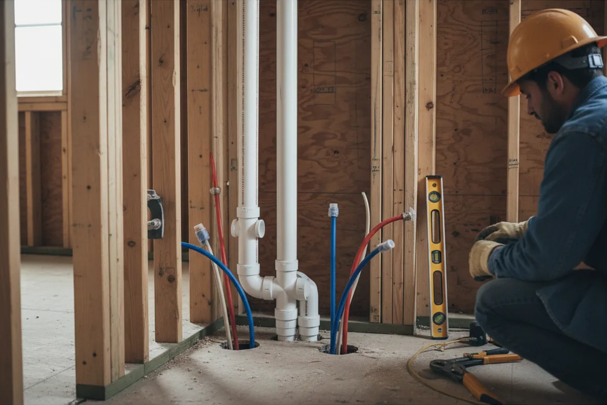 Drain and supply rough-in during Drain Cleaning in Jean