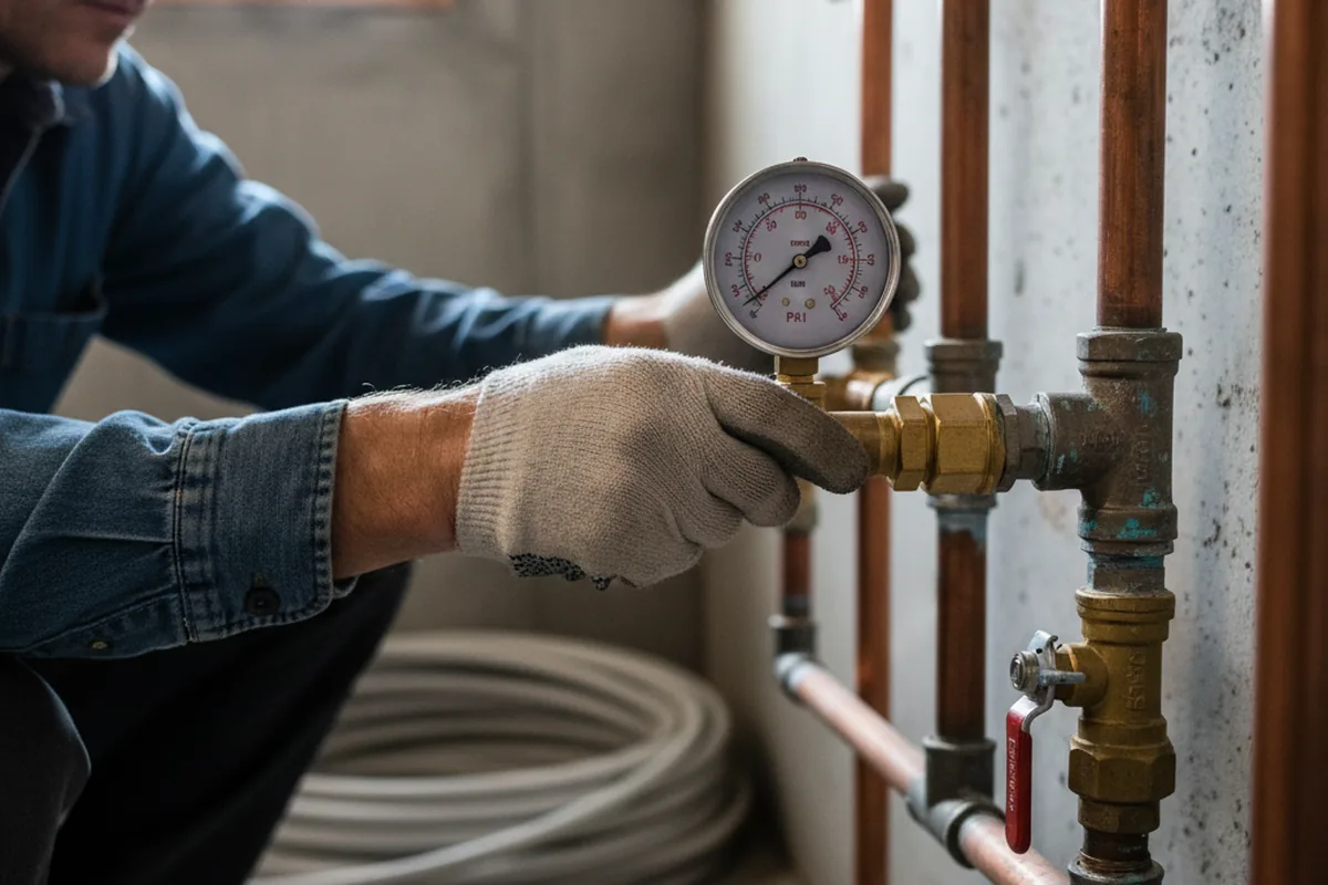 Pressure testing a repaired line during Water Line Repair in Jean